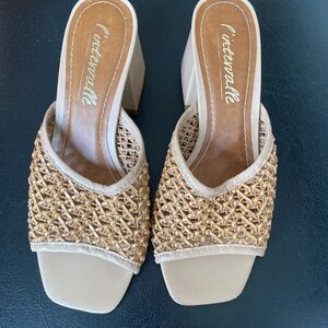 L'INTERVALLE Tan Woven Mules Sandals